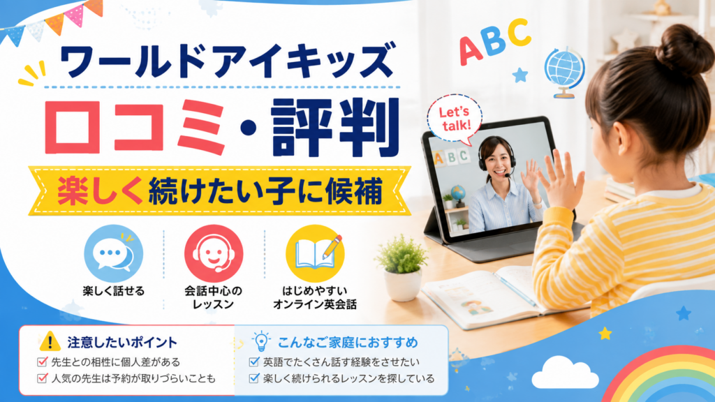 ワールドアイキッズ 口コミ 評判の結論を示すアイキャッチ