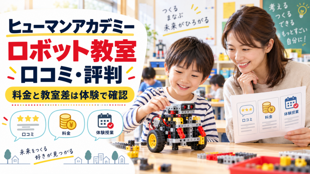 ヒューマンアカデミー ロボット教室の口コミ評判と料金や教室差を体験で確認するポイント