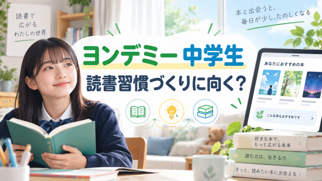 ヨンデミーを中学生が読書習慣づくりに使うイメージ